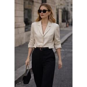 Akris Punto Beige Blazer US 12 Neutral Capsule Jacket Wool Minimalist Tailored